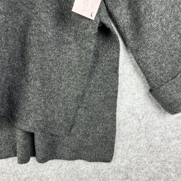 Neutral Ground Tunic Sweater Womens L Gray Oversized Minimal Knit Cozy Slits NEW - Picture 10 of 16